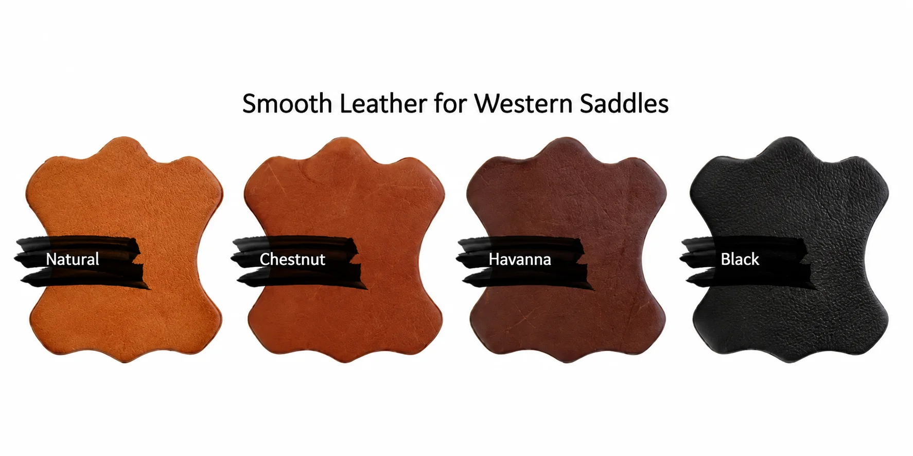 Leder-Musterillustration mit Natural, Chestnut, Havanna und Schwarz